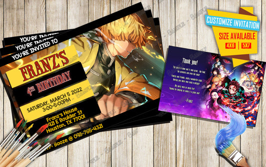 Anime Birthday Invite -  Demon Slayer D3