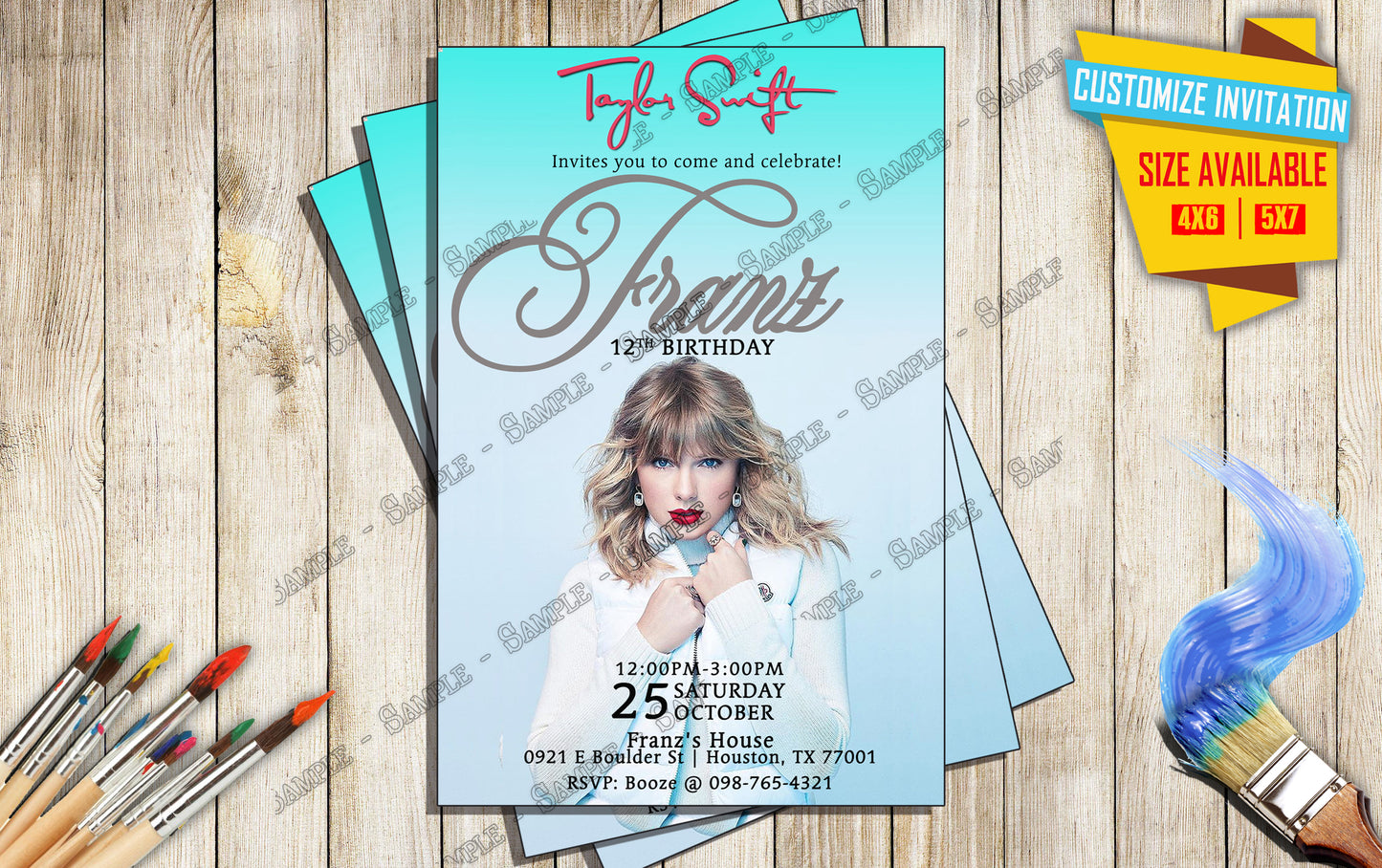 Taylor Swift - Birthday Invitation V1