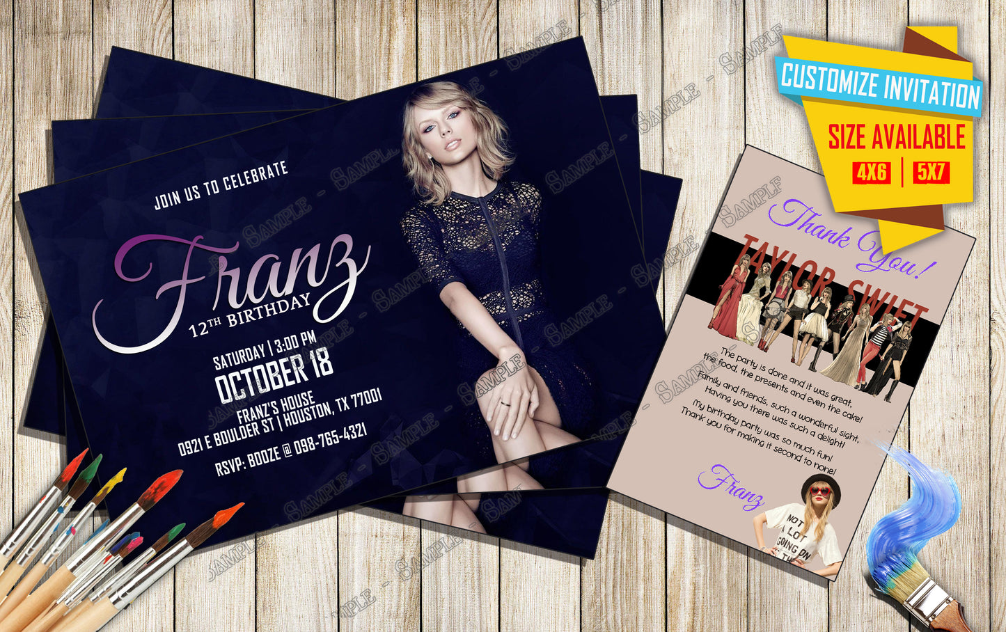 Taylor Swift - Birthday Invitation V2