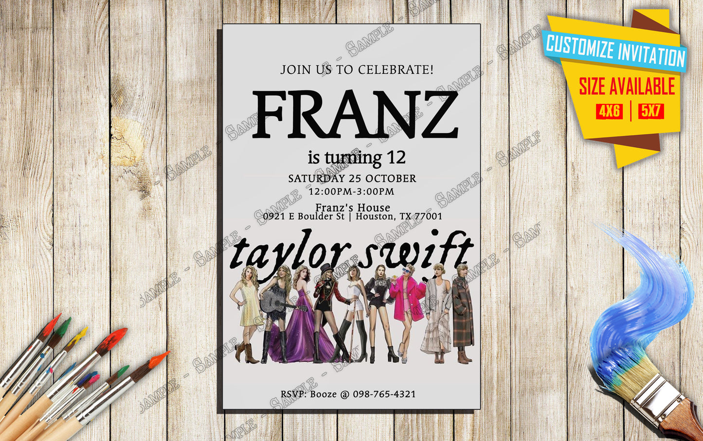 Taylor Swift - Birthday Invitation V3