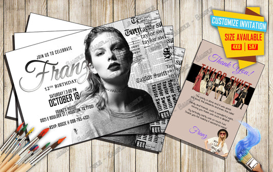 Taylor Swift - Birthday Invitation V4