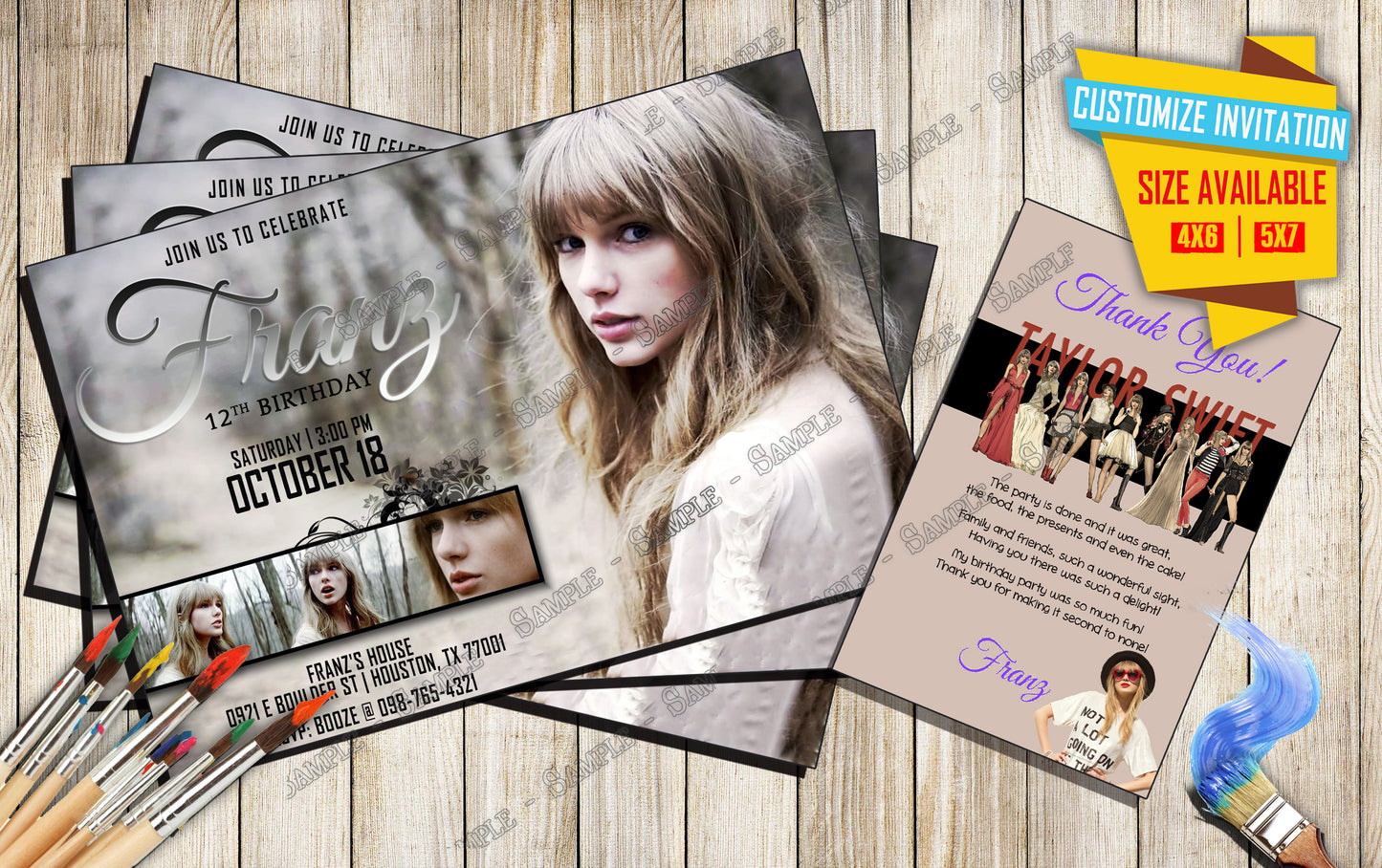 Taylor Swift - Birthday Invitation V5