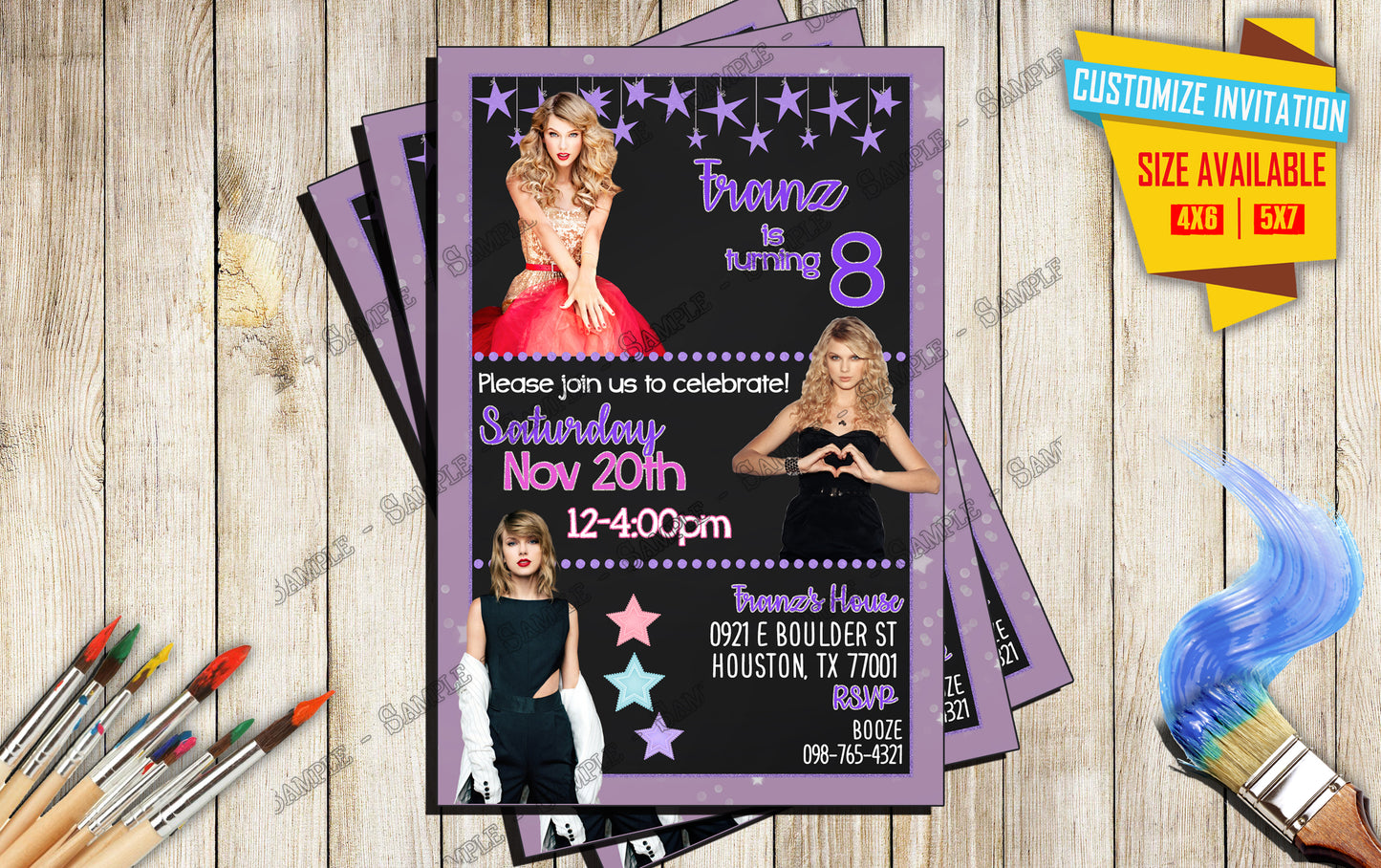 Taylor Swift - Birthday Invitation V6