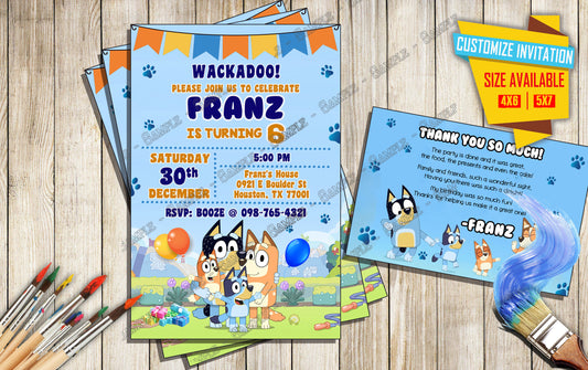 Bluey - Wackadoo Birthday Party - Invitation V1