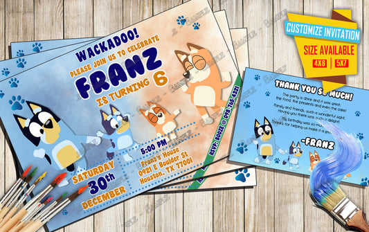 Bluey - Wackadoo Birthday Party - Invitation V4