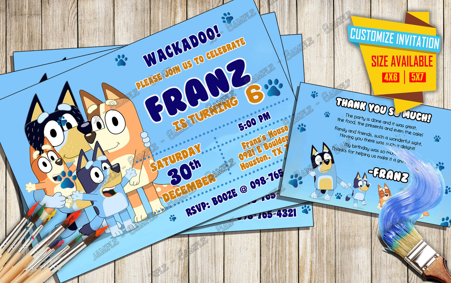 Bluey - Wackadoo Birthday Party - Invitation v2