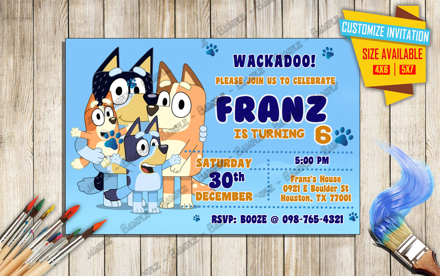 Bluey - Wackadoo Birthday Party - Invitation v2