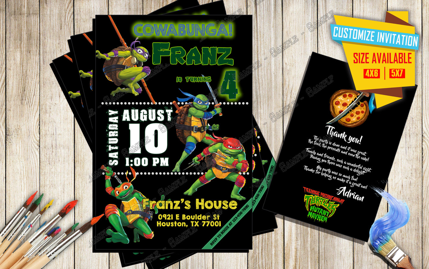 Teenage Mutant Ninja Turtles - Birthday Invitation D1