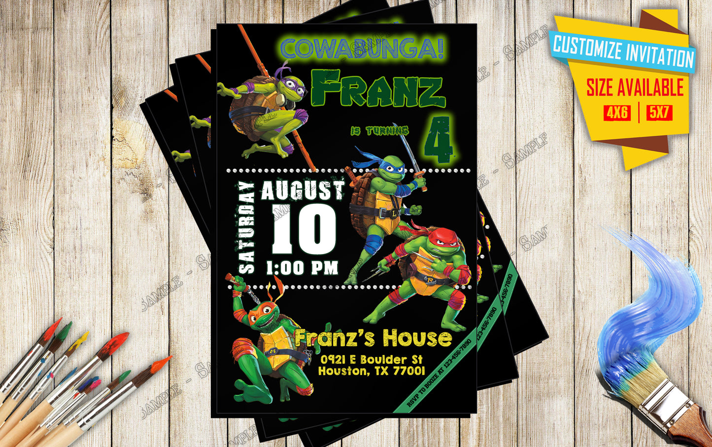 Teenage Mutant Ninja Turtles - Birthday Invitation D1