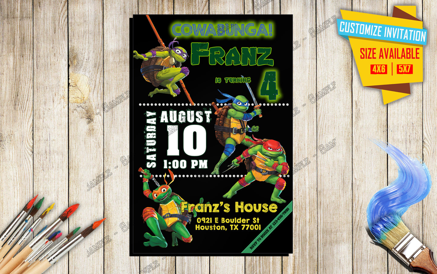 Teenage Mutant Ninja Turtles - Birthday Invitation D1