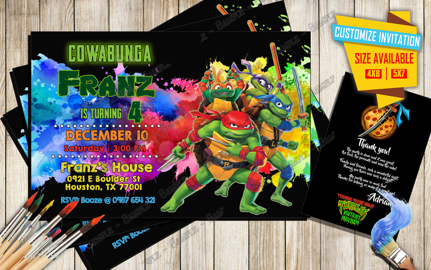 Teenage Mutant Ninja Turtles - Birthday Invitation D3