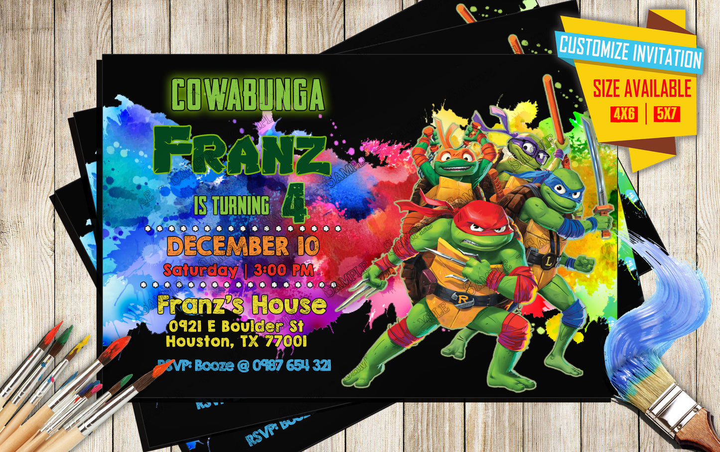 Teenage Mutant Ninja Turtles - Birthday Invitation D3