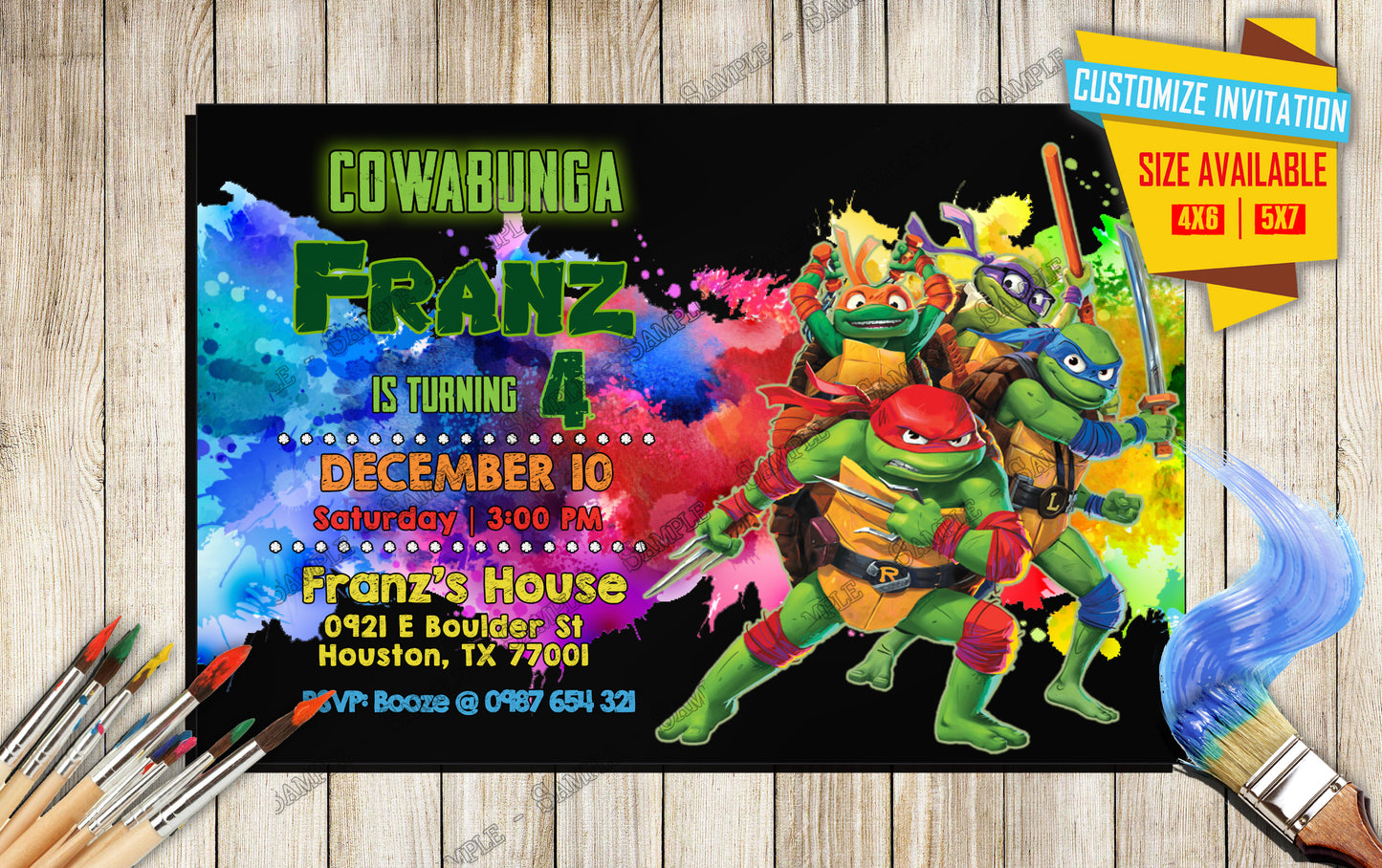 Teenage Mutant Ninja Turtles - Birthday Invitation D3