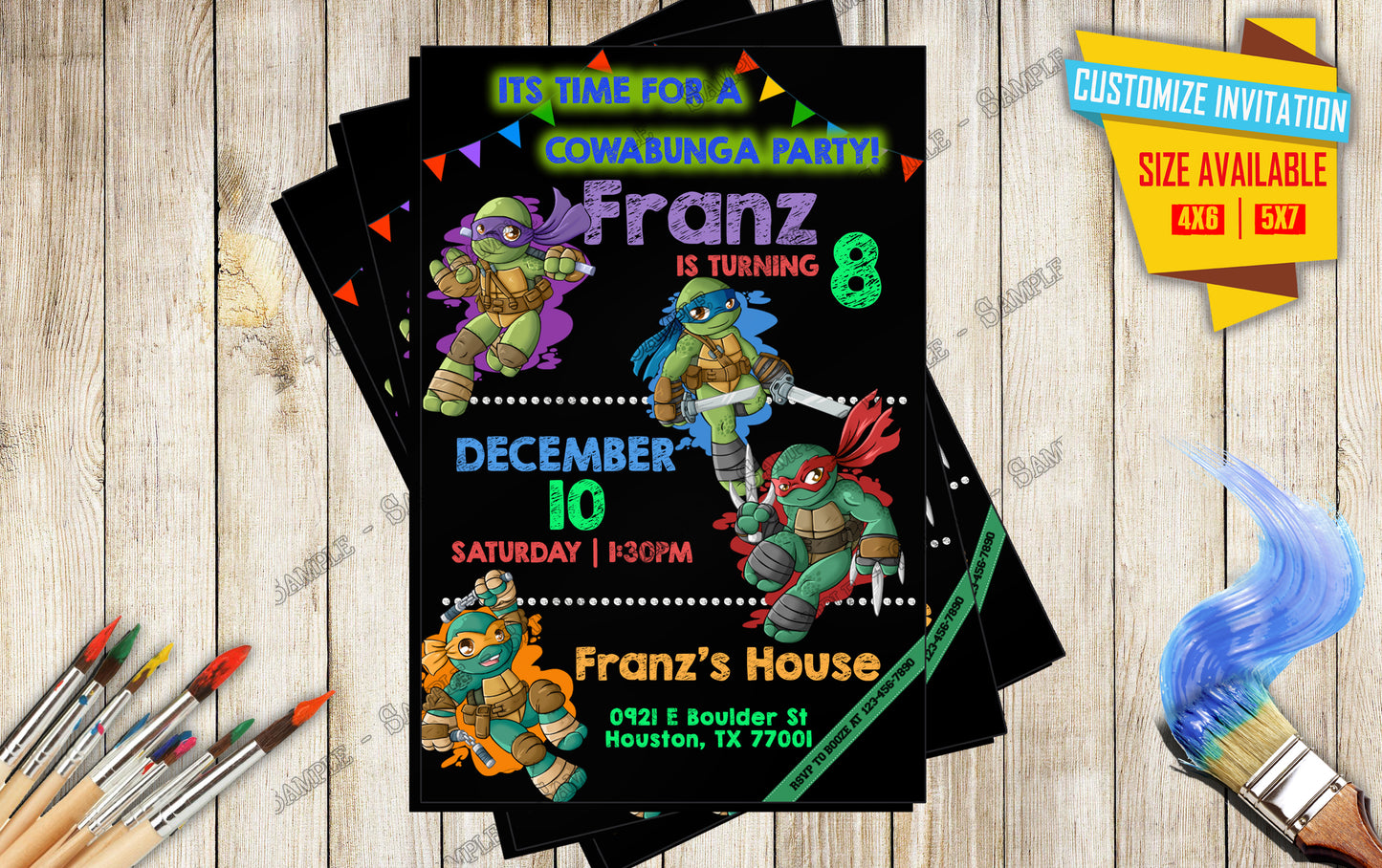 Teenage Mutant Ninja Turtles - Birthday Invitation D4