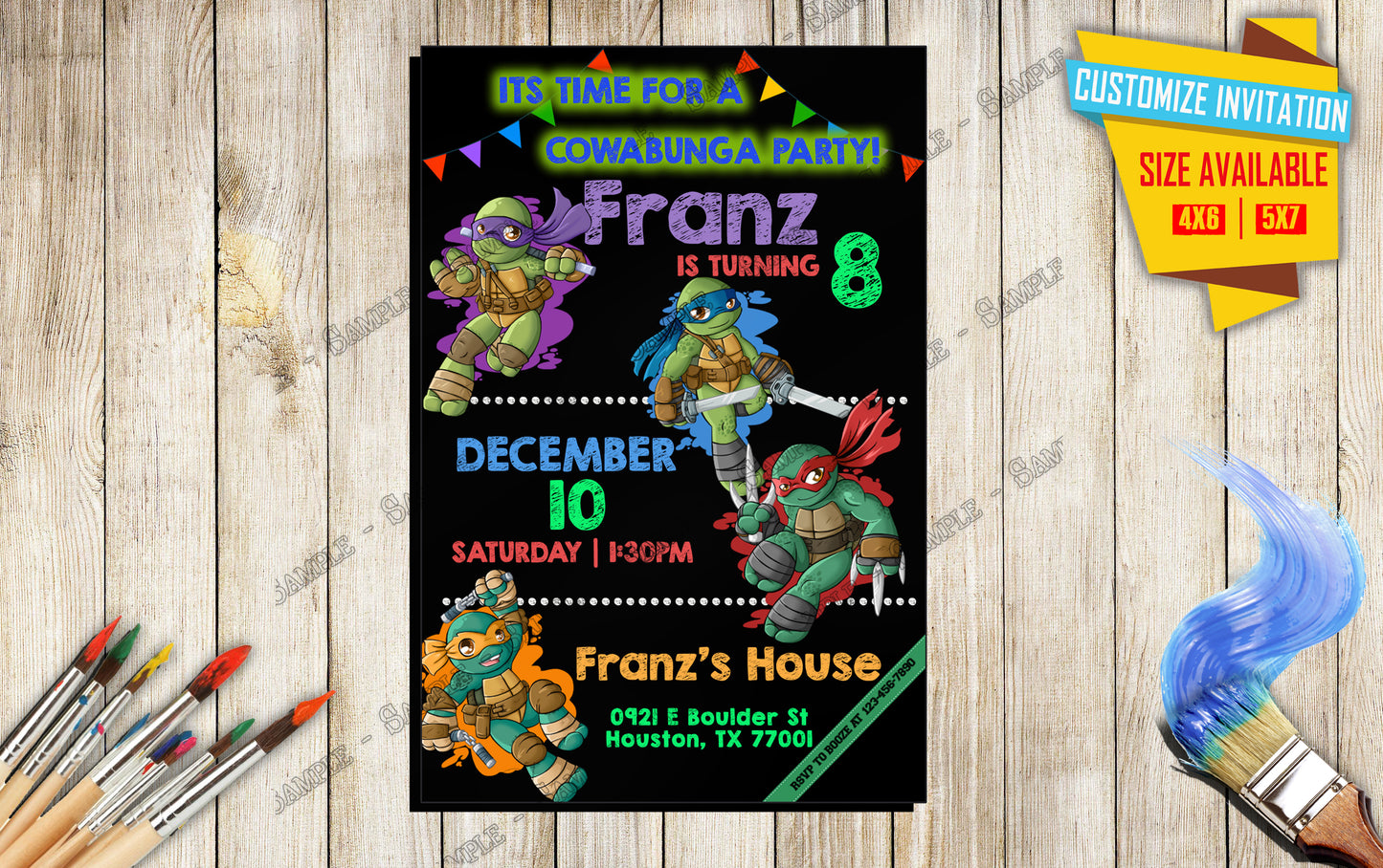 Teenage Mutant Ninja Turtles - Birthday Invitation D4