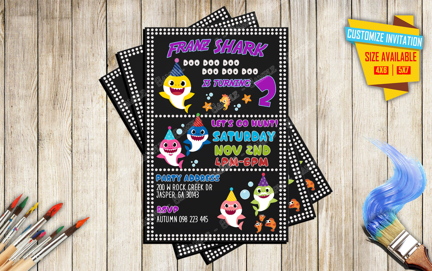 Baby Shark - Birthday Invitation D1