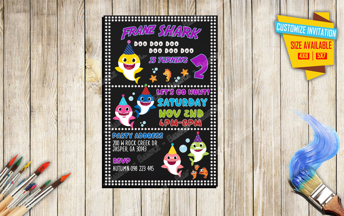 Baby Shark - Birthday Invitation D1