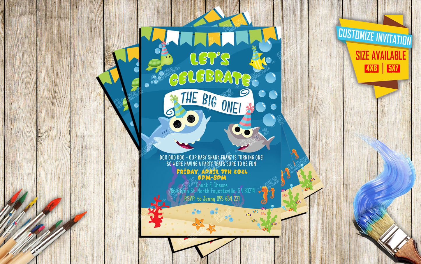 Baby Shark - Birthday Invitation D2