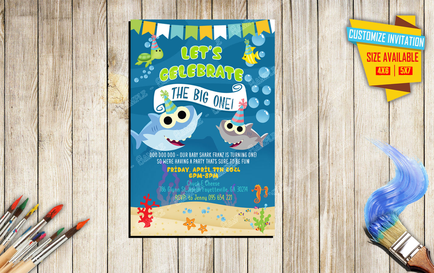 Baby Shark - Birthday Invitation D2