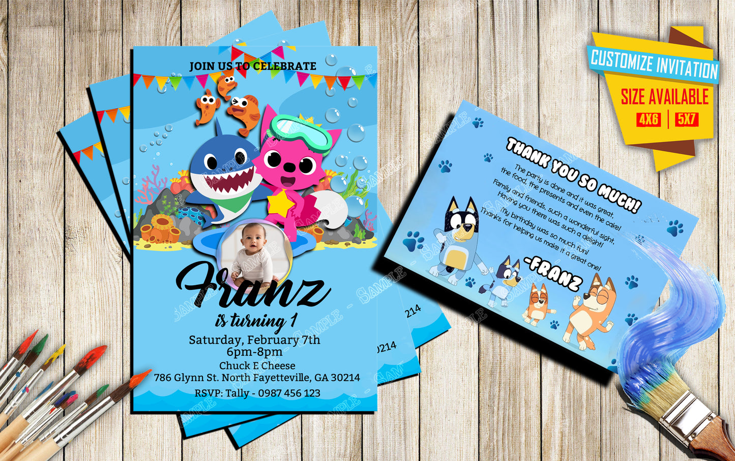 Baby Shark - Birthday Invitation D5