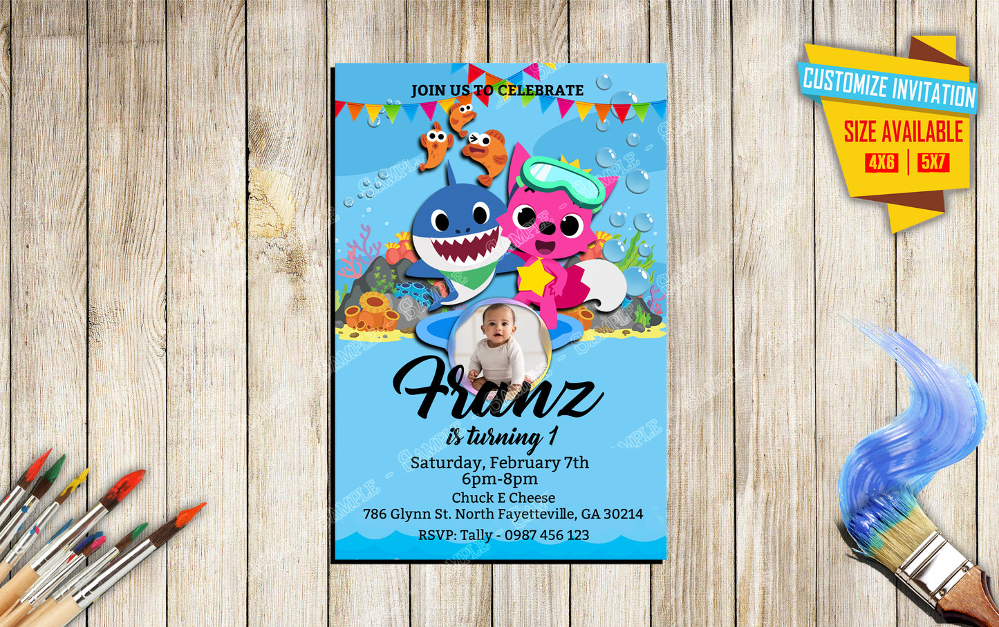 Baby Shark - Birthday Invitation D5