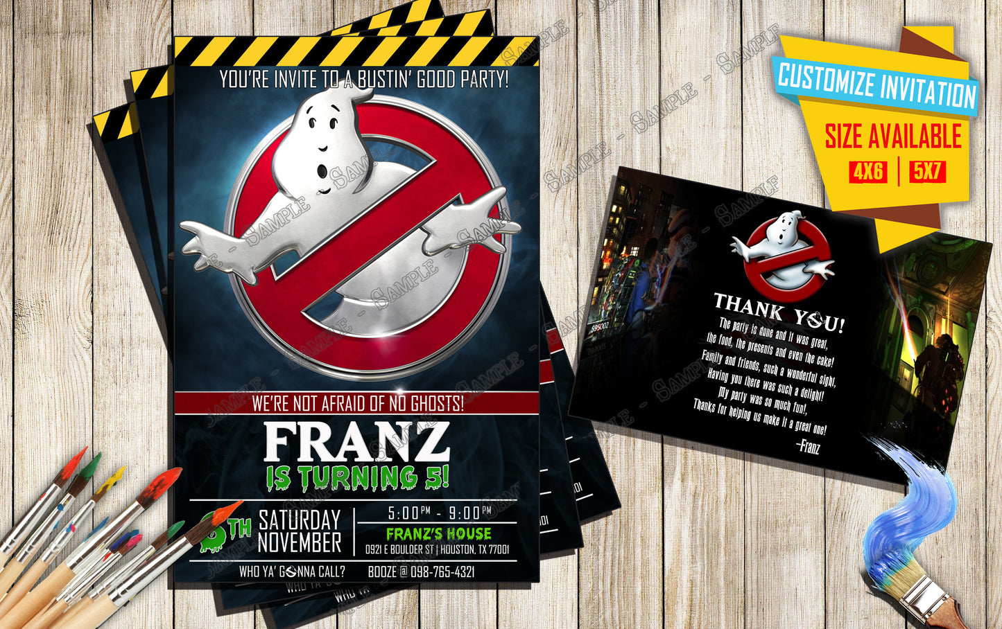 Ghostbusters - Birthday invitation V1