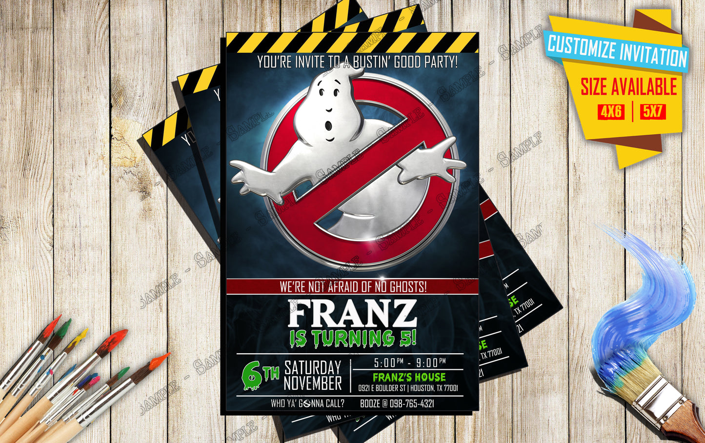 Ghostbusters - Birthday invitation V1