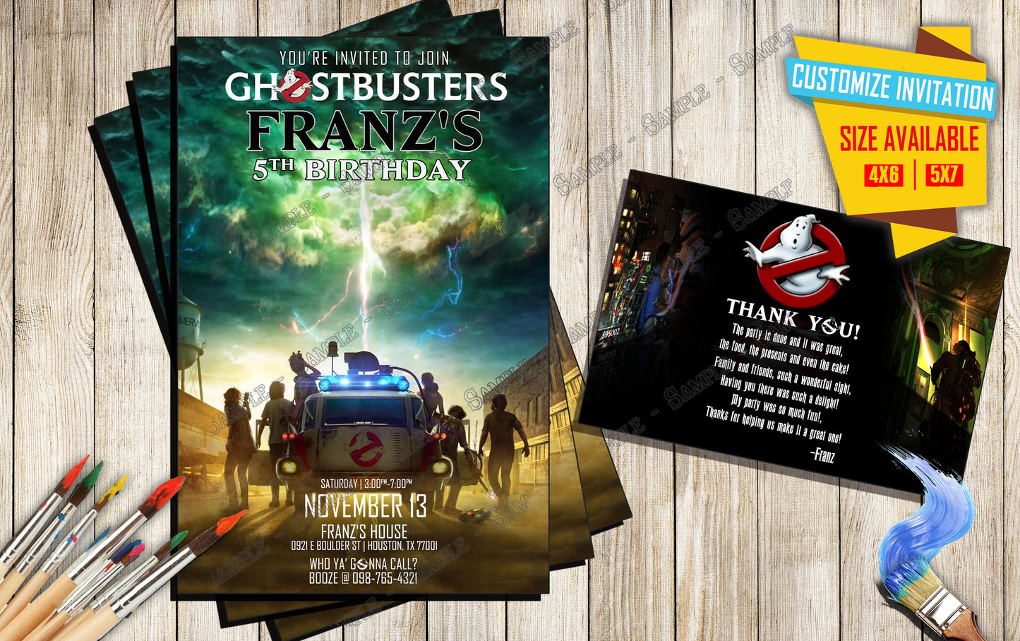 Ghostbusters - Birthday invitation V3