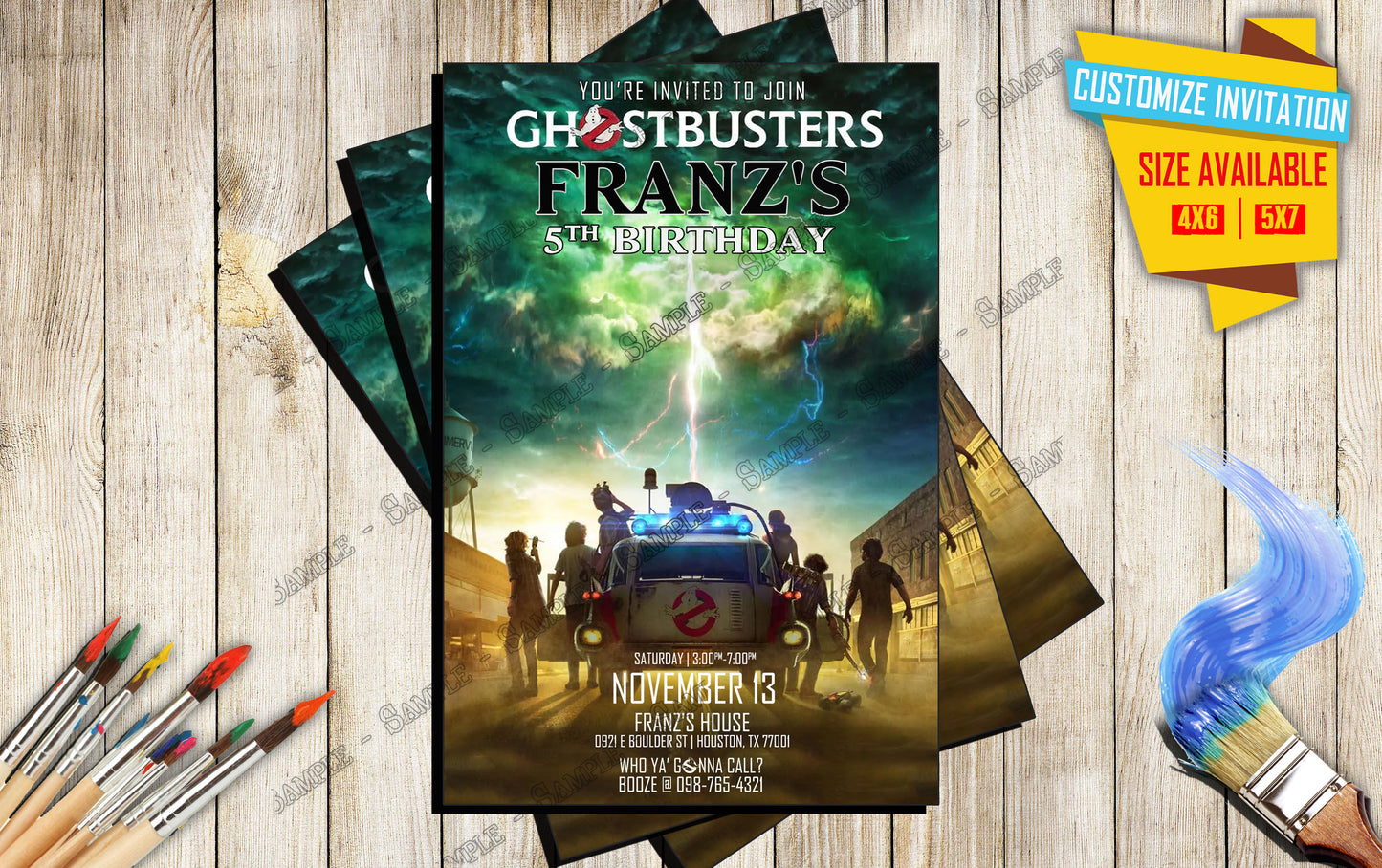 Ghostbusters - Birthday invitation V3