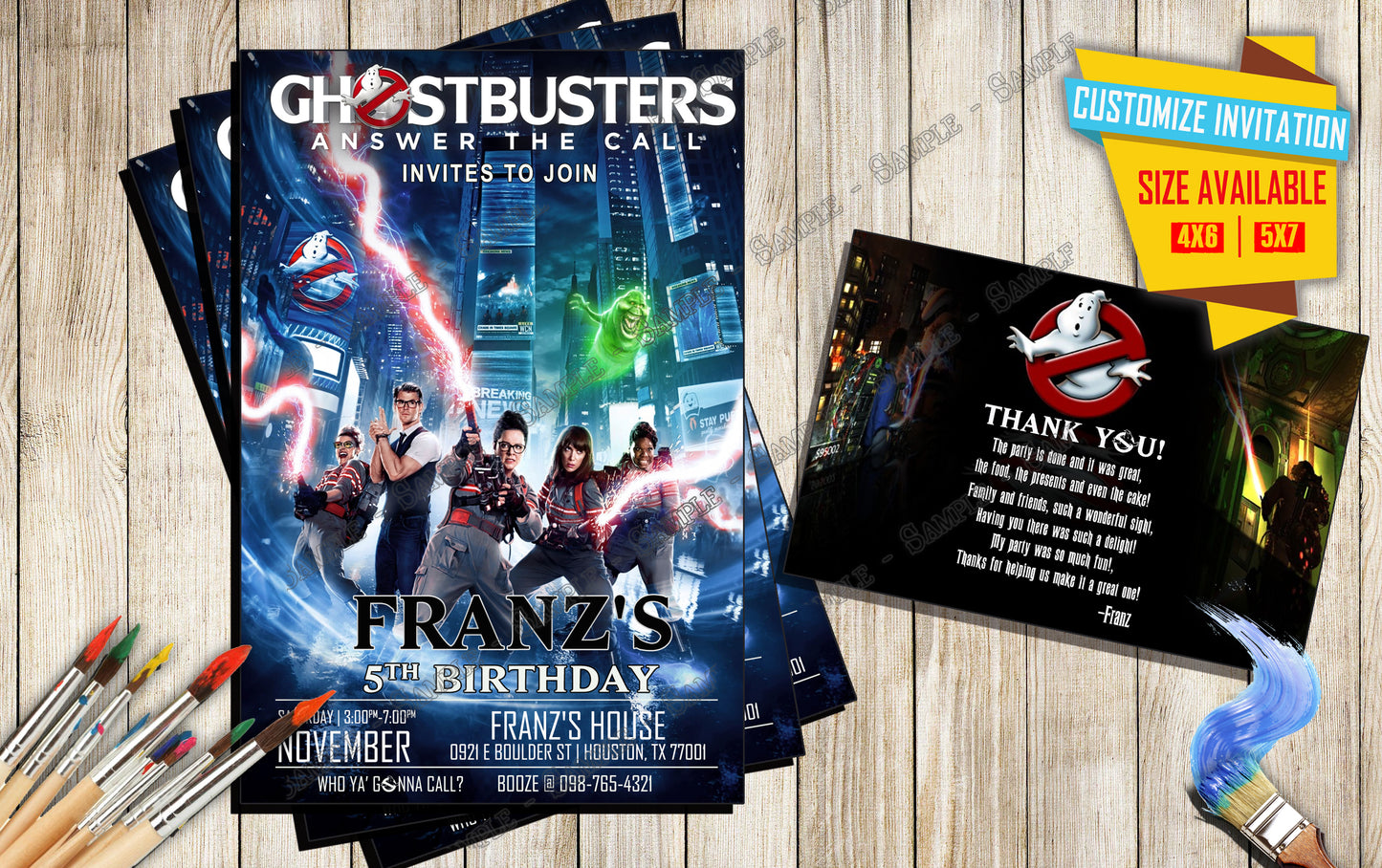 Ghostbusters - Birthday invitation V4