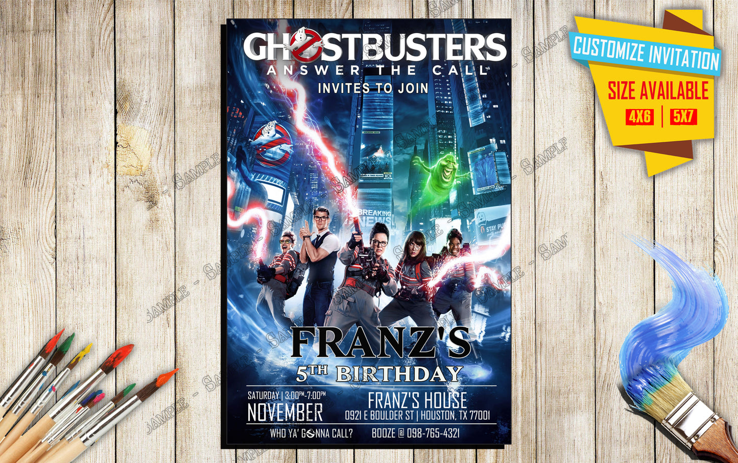 Ghostbusters - Birthday invitation V4