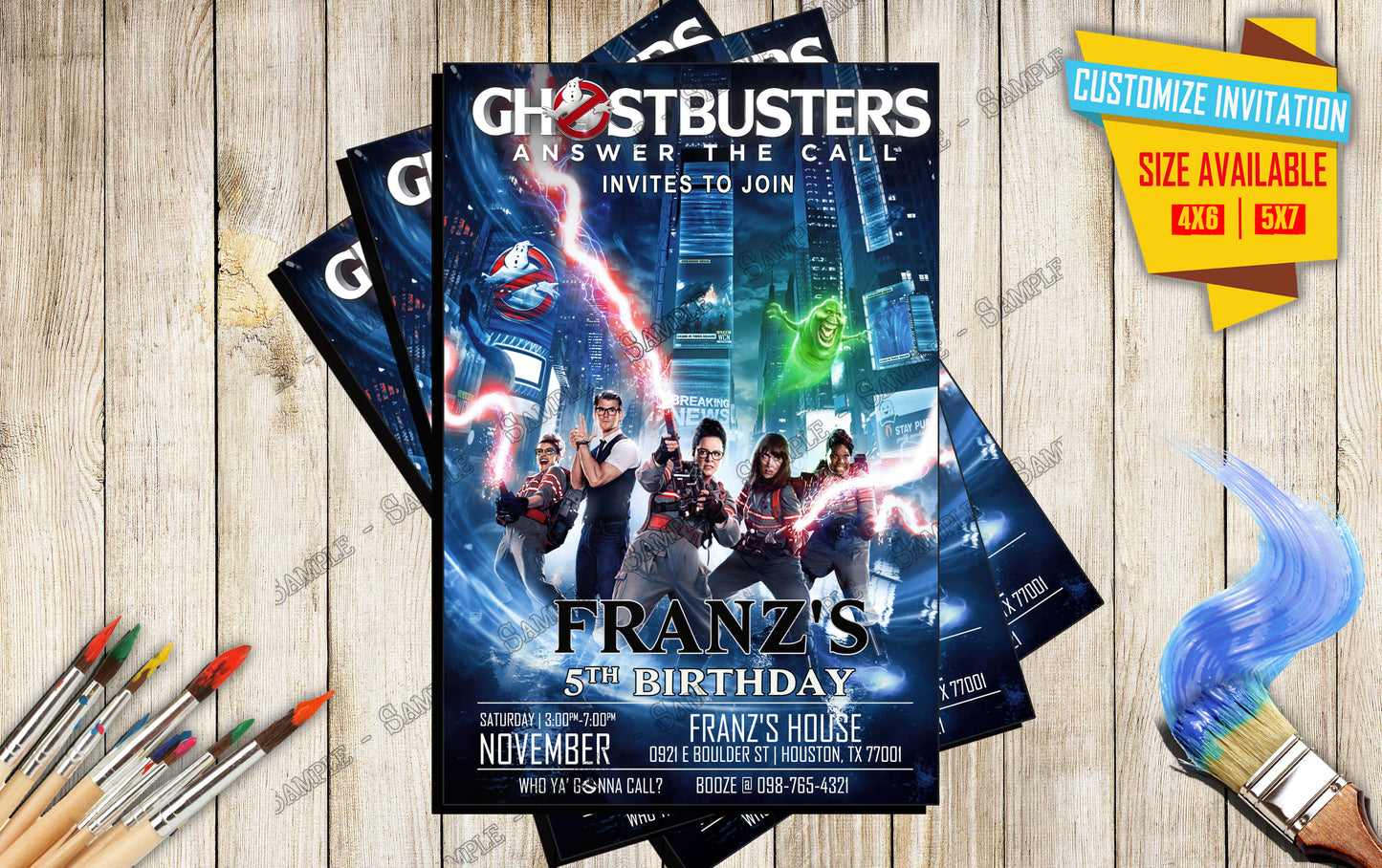 Ghostbusters - Birthday invitation V4