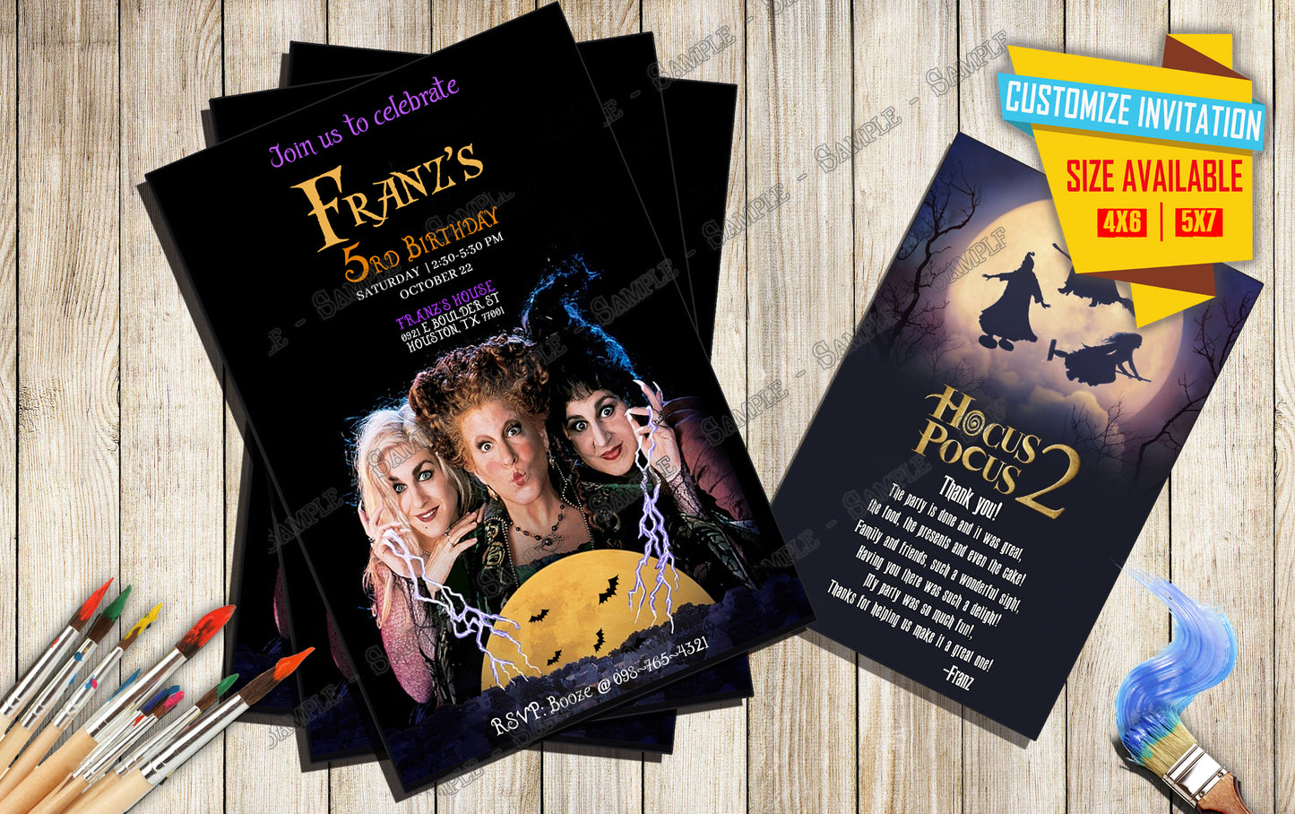 Hocus Pocus Movie Birthday invitation V1