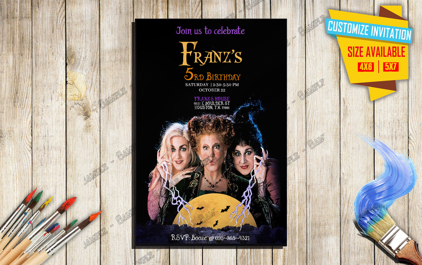 Hocus Pocus Movie Birthday invitation V1