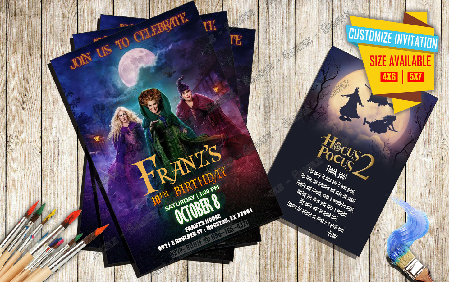 Hocus Pocus Movie Birthday invitation V2