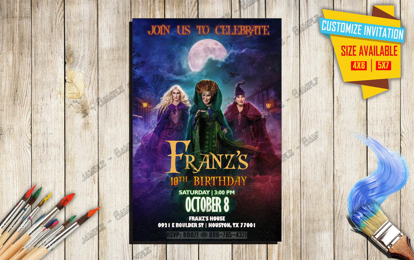 Hocus Pocus Movie Birthday invitation V2