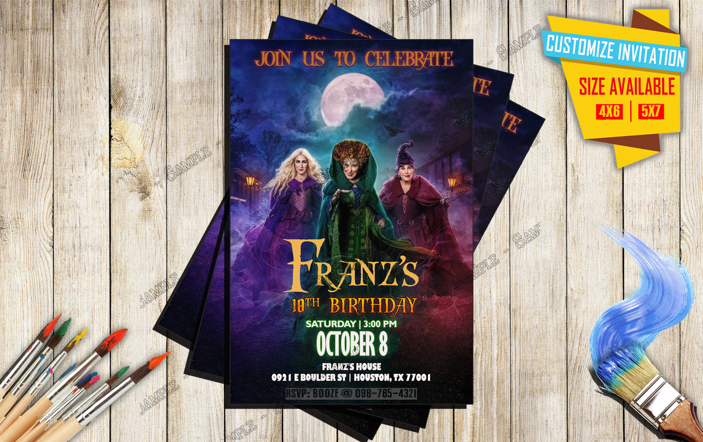 Hocus Pocus Movie Birthday invitation V2