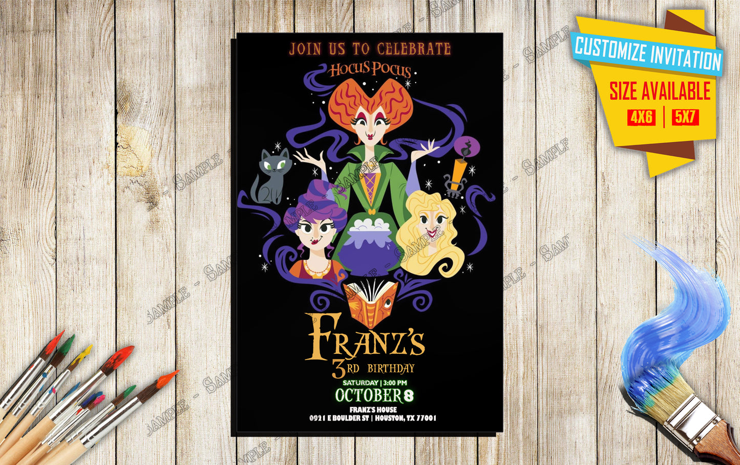 Hocus Pocus Movie Birthday invitation V3