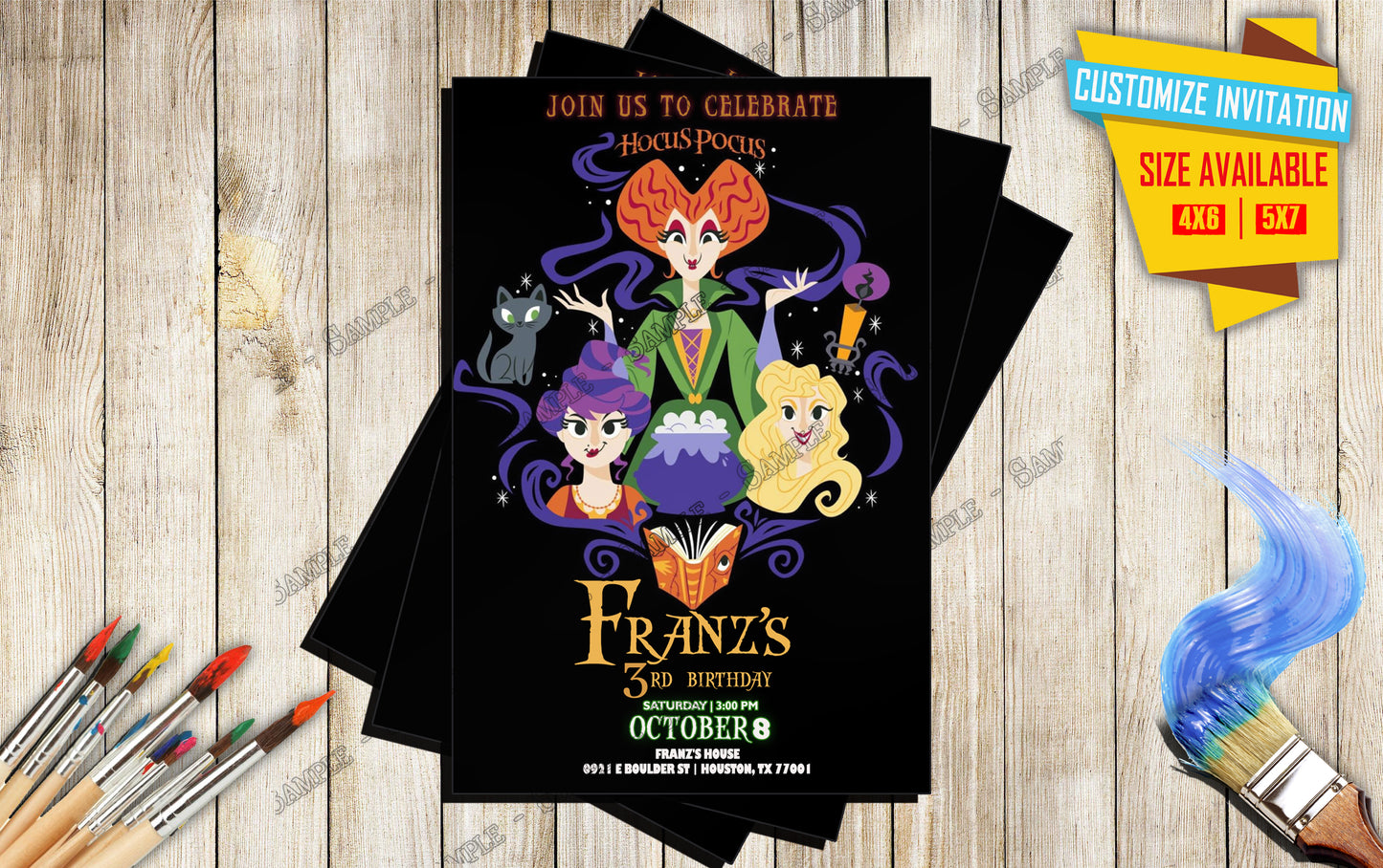 Hocus Pocus Movie Birthday invitation V3