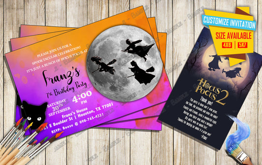 Hocus Pocus Movie Birthday invitation V4