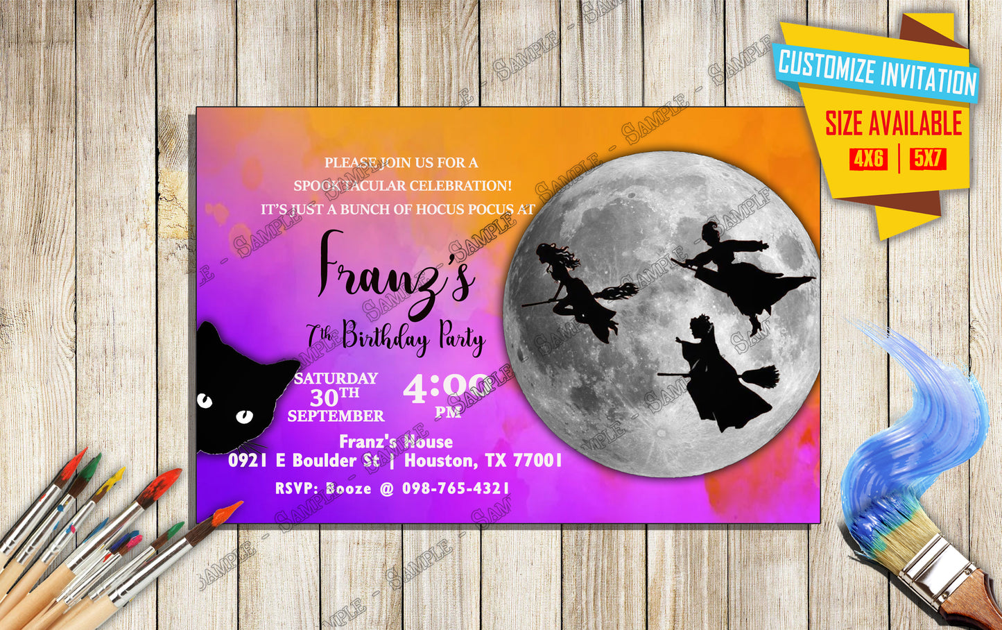 Hocus Pocus Movie Birthday invitation V4