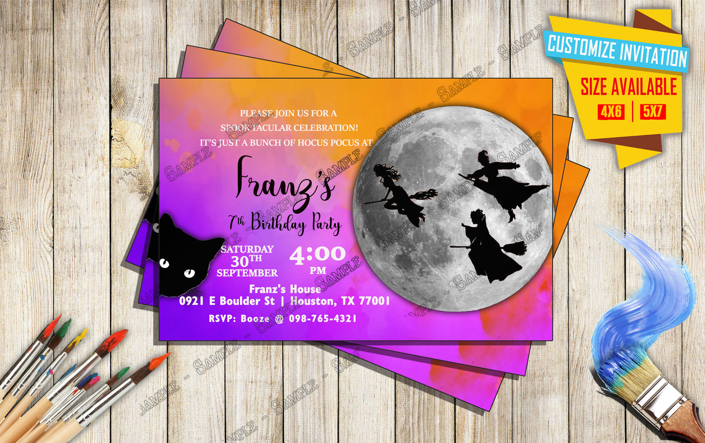 Hocus Pocus Movie Birthday invitation V4