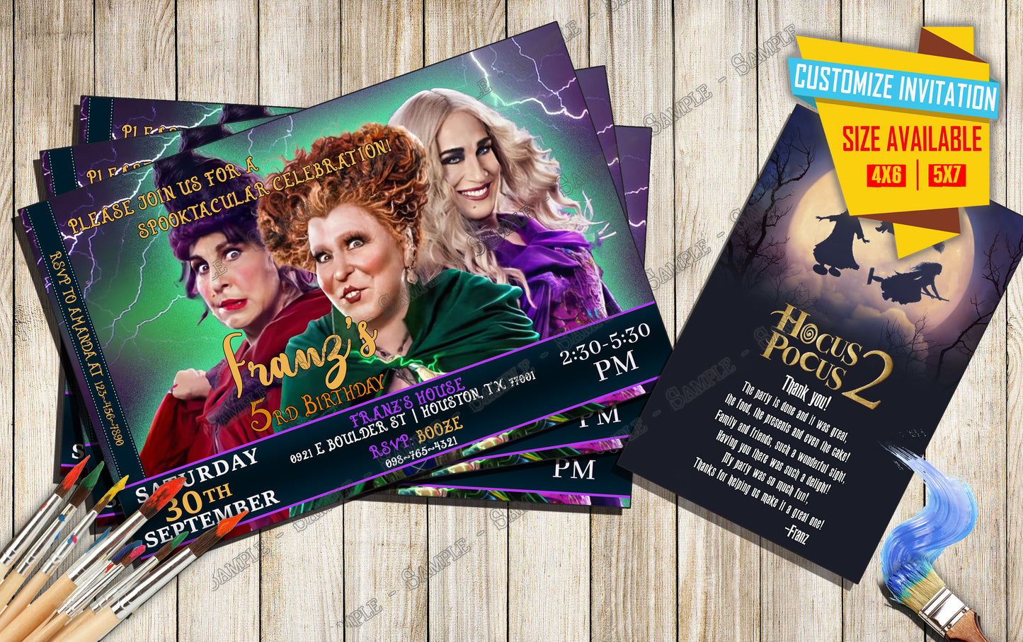 Hocus Pocus Movie Birthday invitation V5