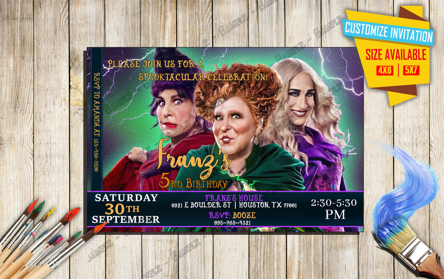 Hocus Pocus Movie Birthday invitation V5