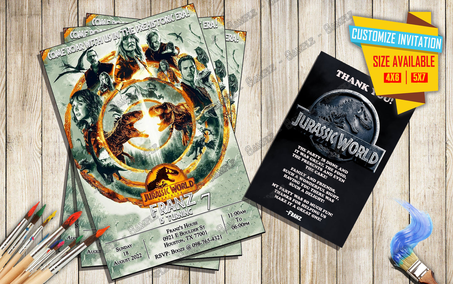 Jurassic Worlds Dominion - Birthday Invitation D1