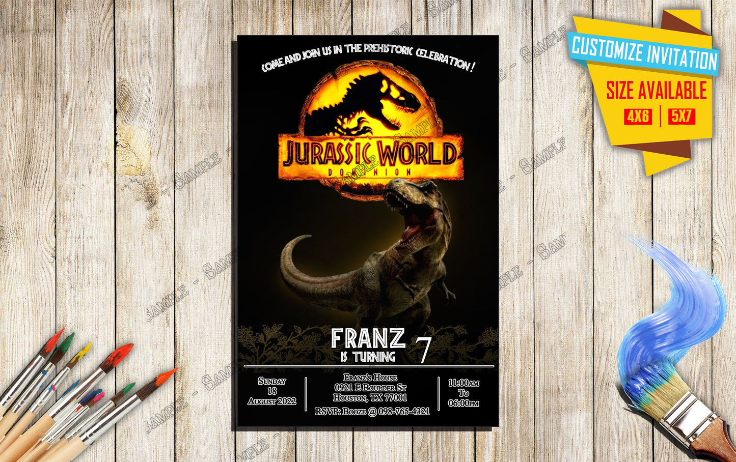 Jurassic Worlds Dominion - Birthday Invitation D12