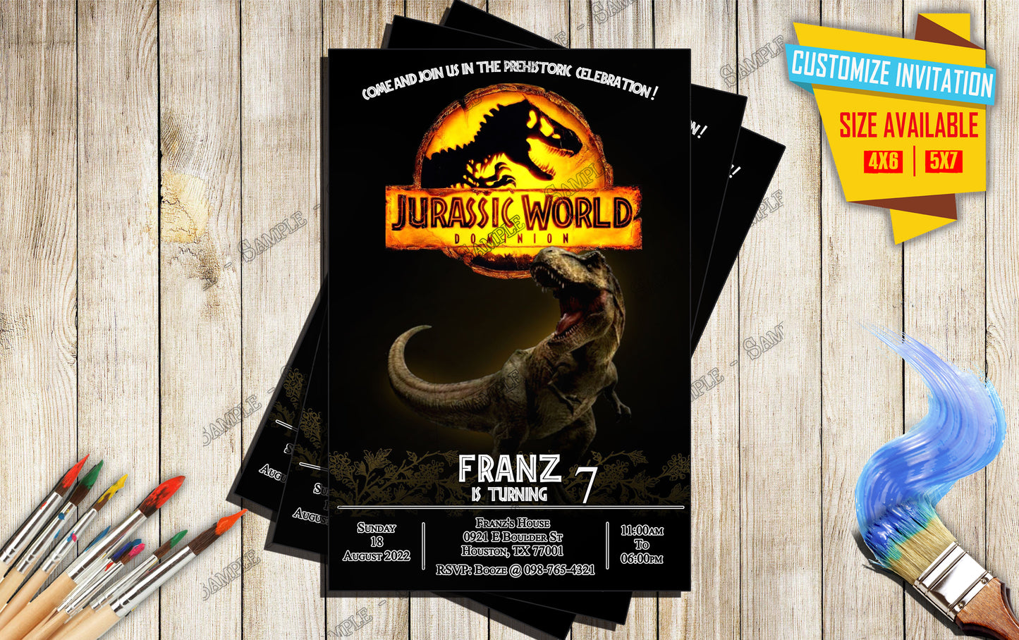 Jurassic Worlds Dominion - Birthday Invitation D12