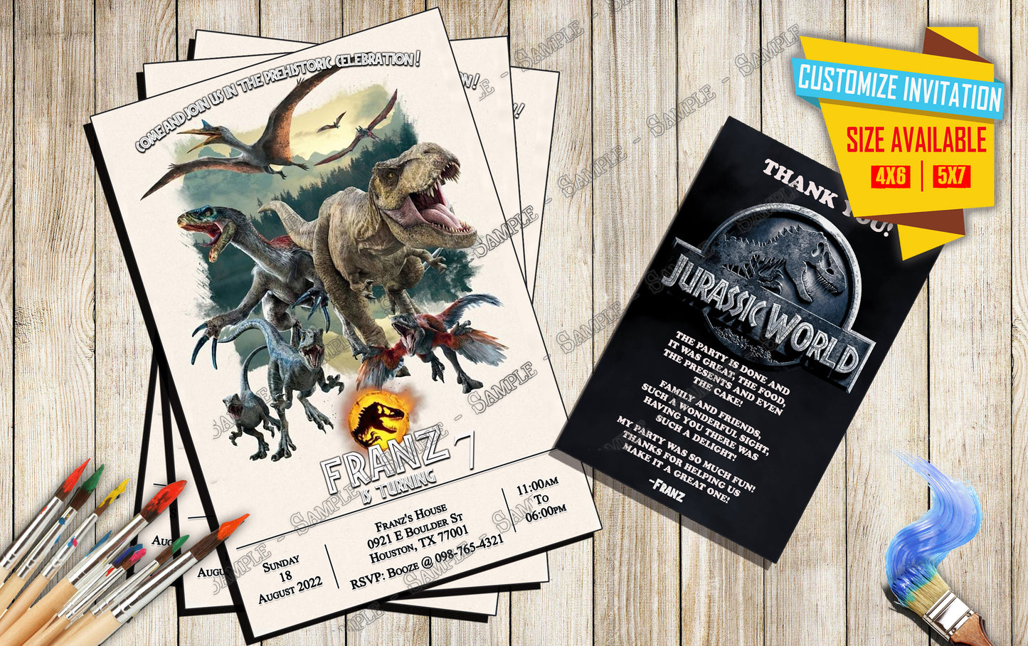 Jurassic Worlds Dominion - Birthday Invitation D4