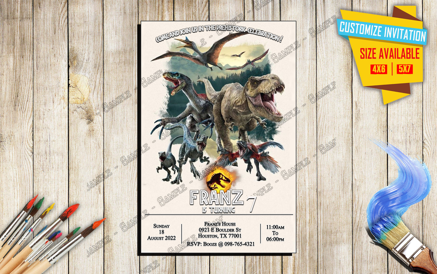 Jurassic Worlds Dominion - Birthday Invitation D4