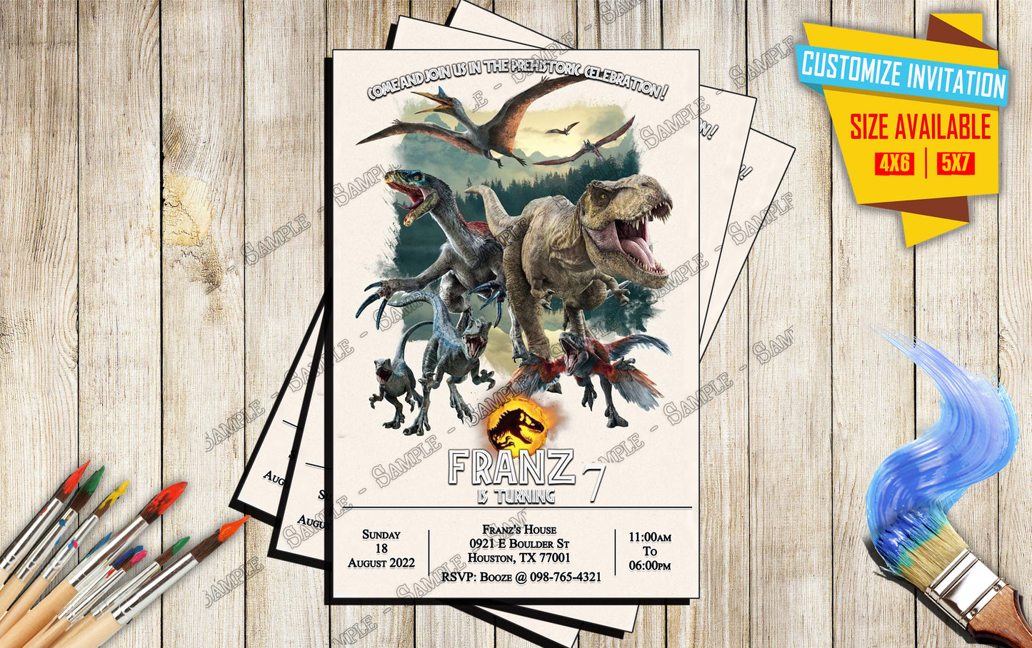 Jurassic Worlds Dominion - Birthday Invitation D4